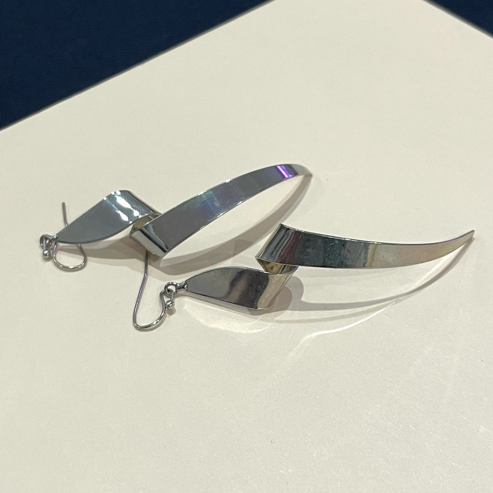 Modern Silver Drop Earrings